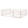 thumbnail image 6 of Full Size Montessori Floor Bed for Kids, Metal Floor Bed Frame with Fence and Door, Bed Frame for Kids Toddlers,Box Spring Needed, Pink, 6 of 9