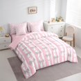 thumbnail image 3 of Homewish Cartoon Bow-Tie 7-Piece Twin Bedding Sets for Kids Children Teens,Dreamy Princess Bedding Comforter Set,Polka Dots Stripes Breathable Sheet Sets,Ultra Soft Home Decor,Reversible, 3 of 8