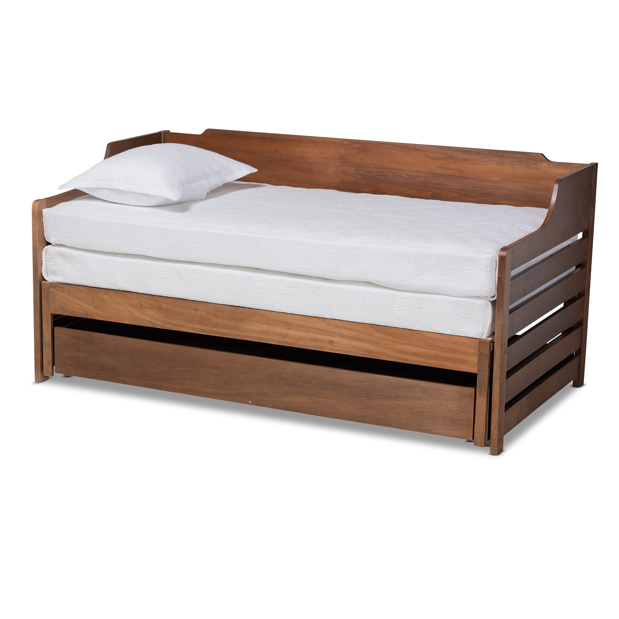 Baxton Studio Expandable Twin-to-King Daybed with Drawer Walnut Brown