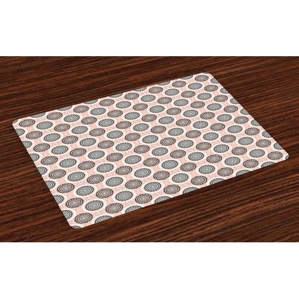Peach Placemats Set of 4 Symmetrical Circular Shapes Pattern Abstract