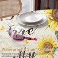 thumbnail image 4 of Yellow Sunflower Round Tablecloth 60 inches You Are My Sunshine Butterflies Vintage Letter Background Waterproof Oil-Proof Table Cloth Round Table Cover for Holiday Party Picnic Dinner Decor, 4 of 9