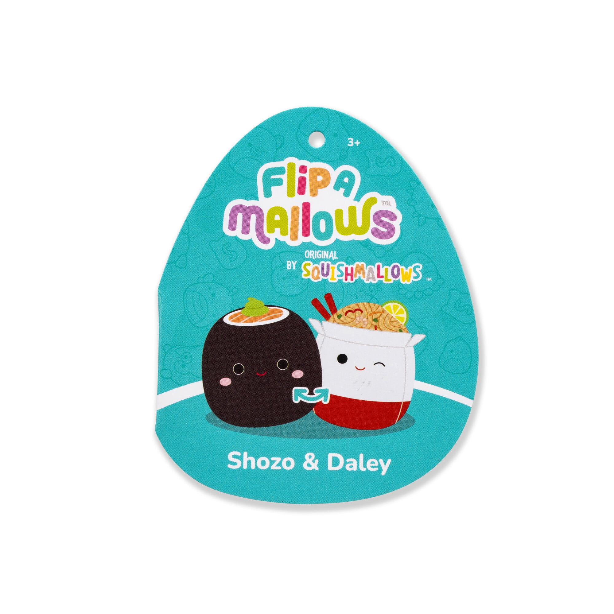 Squishmallows FlipAMallows Peluche Originale de 5 pouces - Shozo le sushi nori et Daley les nouilles à emporter - Petite Peluche Ultra Douce Officielle Jazwares