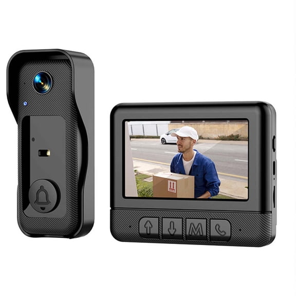 Zznnkj Home Decoration Wireless Video Doorbell with 4.3 Inch Display Screen Smart Visual Doorbell Two Way Audio Night Vision Indoor Monitor Home Security System