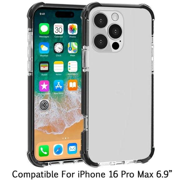 Apple iPhone 16 Pro Max (6.9") Hybrid Transparent Acrylic Rubber Gummy Gel Hard PC Silicone TPU Color Bumper Frame Shockproof