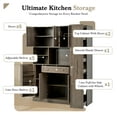 thumbnail image 4 of 70" Tall Kitchen Pantry Cabinet with Hutch, Large Kitchen Cupboard Cabinet with Microwave Stand, 6 Doors and 1 Drawer for Living Room, Brown, 4 of 6
