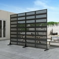 thumbnail image 4 of MAYEERTY 72×47" Outdoor Black Metal Privacy Panel Screen for Backyard & Garden, Wide-narrow Louvered Pattern, 4 of 8