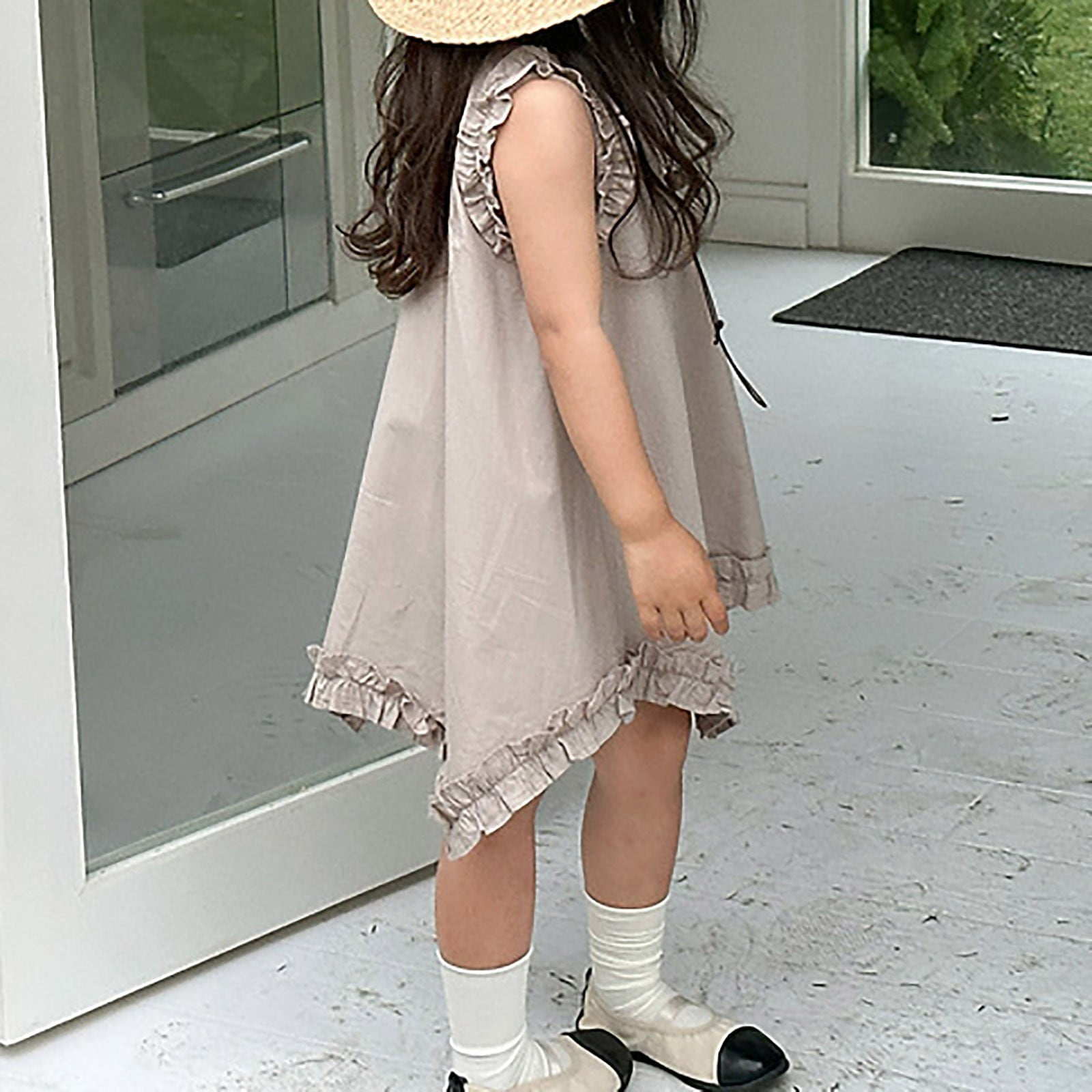 Big Kid Girl Dress Long Sleeve Dress Girl s Sleeveless Casual Sundress Holiday Irregular Princess Dress Girls Clothes Grey 7 8 Years