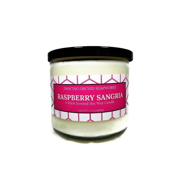 Raspberry Sangria Scented 3 Wick Soy Wax Candle