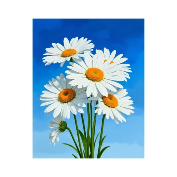 Paint by Numbers Kit for Adults, White Daisies Blue Sky Blossoms Paint by Numbers, Easy Paint by Numbers Kit for Adults Beginner, DIY Adult Paint by Number Kits on Canvas, 12x16in Home Decor