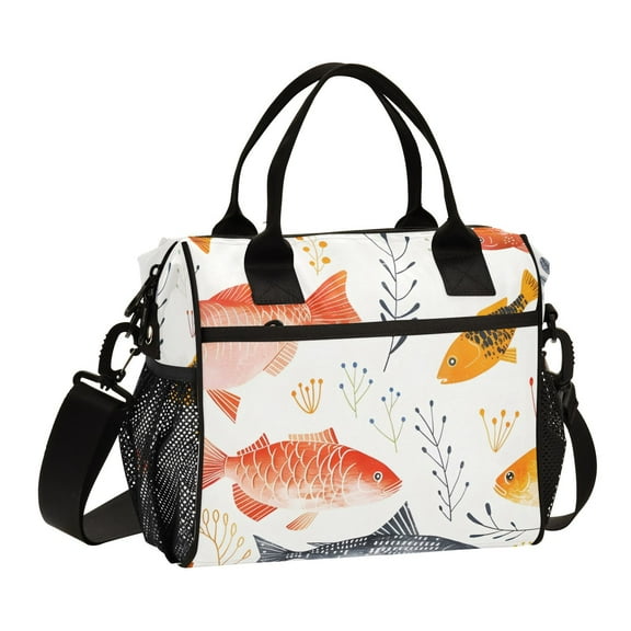 Ckdifva Very Cute Fish Cooler Bag Cooler Cooling Tote Lunch Bag Lunch Box Front Pocket with Shoulder Strap