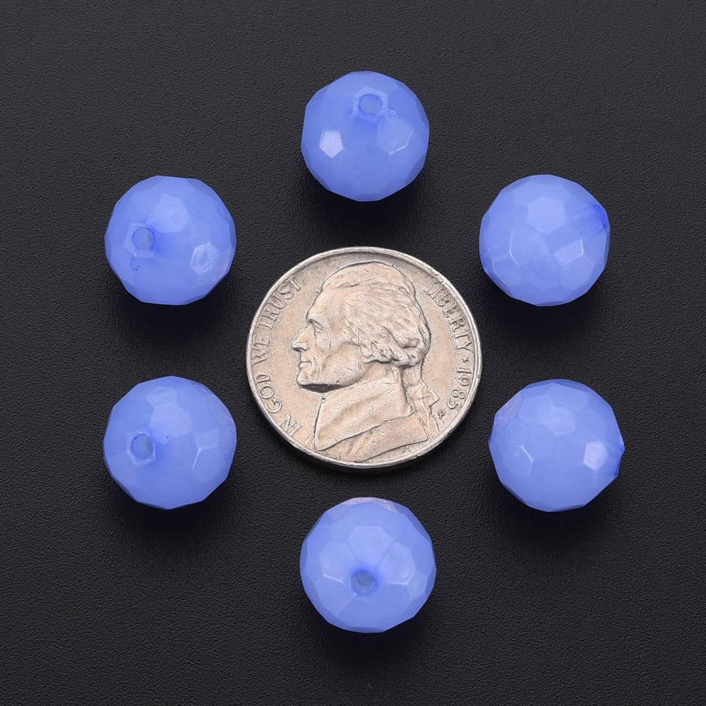 Imitation Jelly Acrylic Beads Faceted Round Medium Slate Blue 12x11.5mm Hole: 1.8mm 560pcs/500g