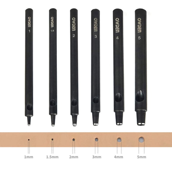 Juego de perforadoras huecas de cuero OWDEN Professional, 6 piezas, 1,0 a 5,0 mm