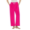 thumbnail image 3 of Nfurl Women's Flannel Pjs Bottoms with Pockets Comfy Elastic Waist Wide Leg Lounge Sleep Pants Ladies Warm Winter Christmas Pajamas Pant Hot Pink M, 3 of 9