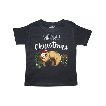 

Inktastic Merry Christmas Cute Sloth with Santa Hat and Lights Gift Toddler Boy or Toddler Girl T-Shirt