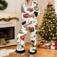 thumbnail image 2 of Women's Christmas Pajamas Silk Satin Soft Sleepwear Outfits Button Down Long Sleeve Pajama with Pants Christmas Pj for Women, 2 of 4