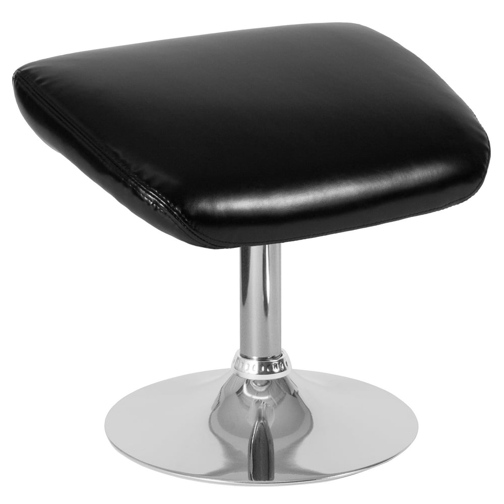 Black LeatherSoft Ottoman Footrest with Chrome Base
