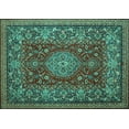 thumbnail image 1 of Ahgly Company Machine Washable Indoor Rectangle Medallion Turquoise Blue Traditional Area Rugs, 8' x 12', 1 of 4