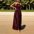 thumbnail image 2 of GUACER Maxi Dress for Women Halter Neck Abstract Print Sleeveless Backless Sundress Boho Flowy High Waist Resort Wear Beach Vacation Outfit, 2 of 7