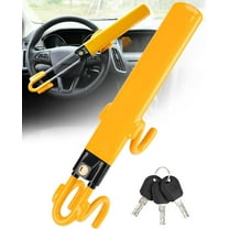Steering Wheel Lock, Heavy Duty Antitheft Device and Car Security Lock with Adjustable Locking and 3 Keys, Great Vehicle and Truck Deterrent, Yellow