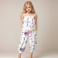 thumbnail image 2 of Gubotare Romper for Girls Girls Jumpsuits Kids Fashion Ruffle Sleeves Crew Neck Rompers Drawstring Overalls with Pockets Size 9-10 (White,9-10 Years), 2 of 5