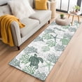 thumbnail image 3 of 2x6 Kitchen Runner Rug, Sage Green Coastal Non-Skid Rubber Backing Large Rectangle Rugs - Living Room Bedroom Home Office, Sea Turtle Nautical Coral Summer Beach Indoor Floor Mat Carpets Washable Rug, 3 of 9