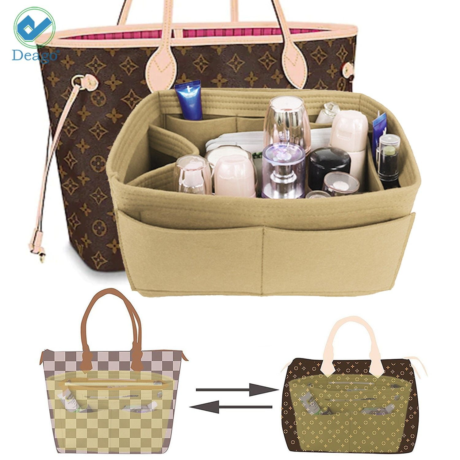 Handbag Organizer with All-in-One Style for Louis Vuitton Neverfull PM, MM  and GM