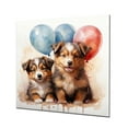 thumbnail image 2 of Designart "Puppies Parade Balloon Adventure I In Brown and Blue"Animal Nursery's Metal Wall Art Brown Nursery Living Room Wall Art, 2 of 6
