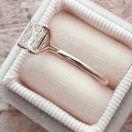 solitaire jewels 1CT Princess Cut Moissanite Solitaire Engagement Ring For Women, 10K White Gold