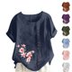 thumbnail image 1 of Fiudx Ofertas Flash Artículos En Oferta Blusa Informal y de Lino con Botones y Manga Corta Estampada para Mujer, 1 of 3