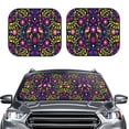 thumbnail image 2 of Naloa Colorful Mexican 2 Piece Foldable Car Sun Shades, Car Windshield Sunshade, Front Window Sunshade for Car, Truck, SUV - Small, 2 of 7