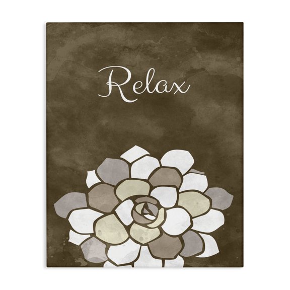Stupell Industries Farmhouse Relax Mosaic Flower Brown Bathroom Design Canvas Art, 16 x 20, by Ziwei Li