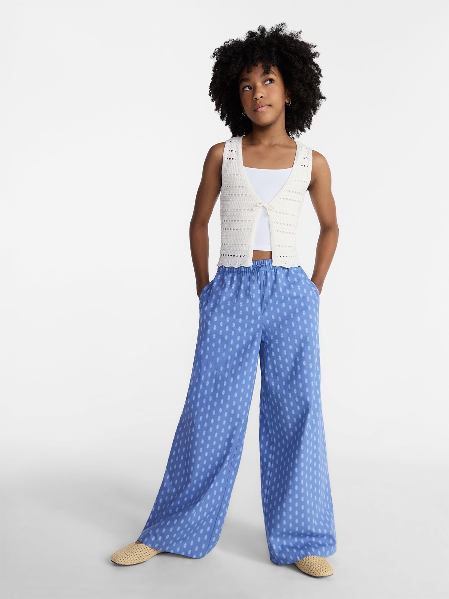 Weekend Academy Girls Crochet Tie Front Vest, Sizes 4-18