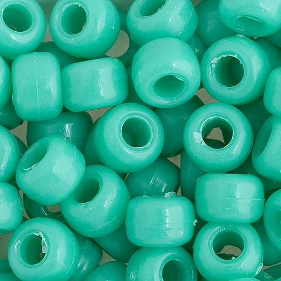 John Bead 1000pcs 9mm Plastic Crow Beads | Light Turquoise Pony Bead