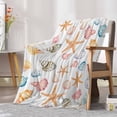 thumbnail image 7 of Shell Starfish Coastal Flannel Blanket for Bed, Summer Beach Ocean Watercolor Soft Cozy Warm Couch Throw Blanket, Lightweight Fluffy Plush Bedding Blankets for Sofa Decor All Season 31.5"x47", 7 of 7