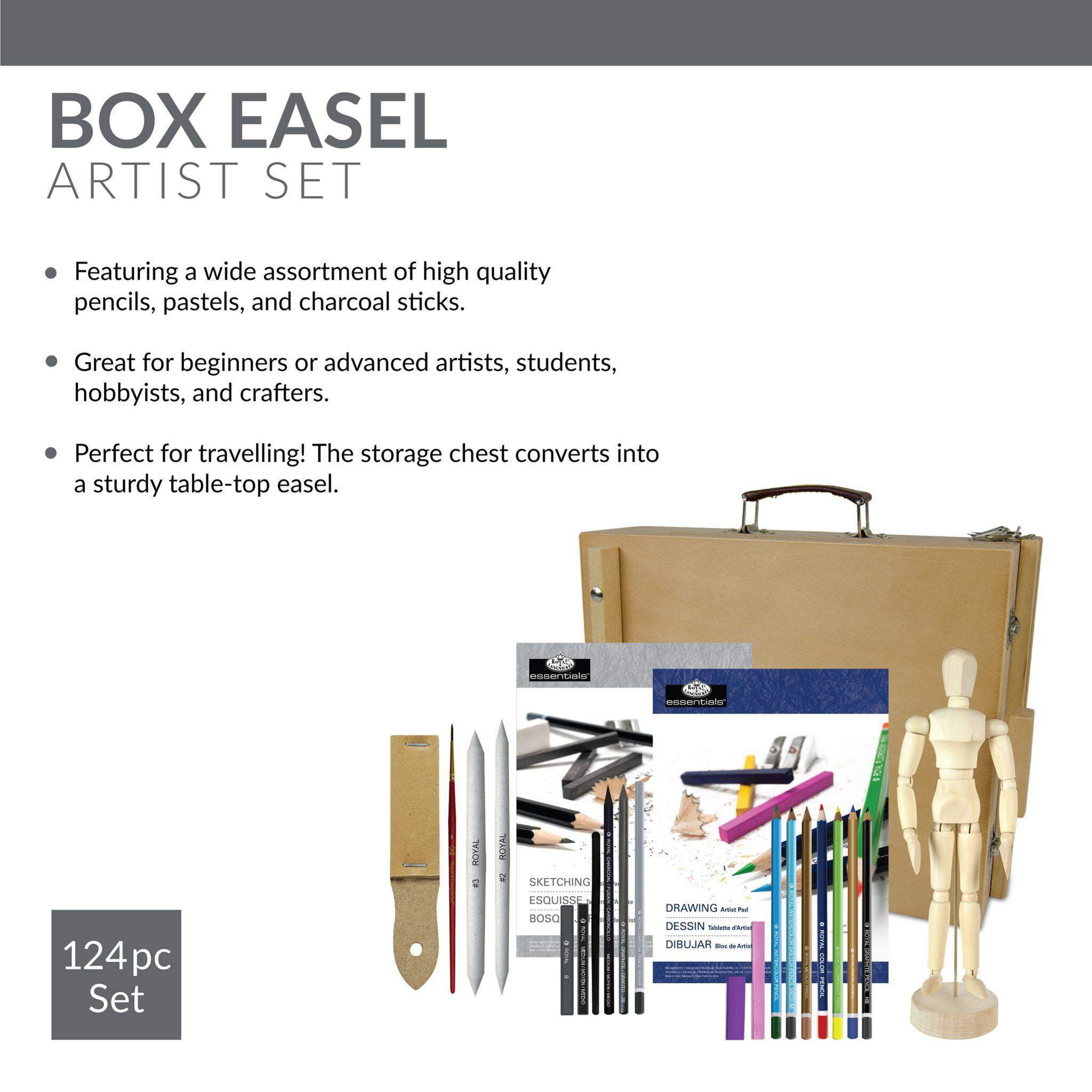 Royal & Langnickel Sketch and Draw Box Easel Art Set, 152pc