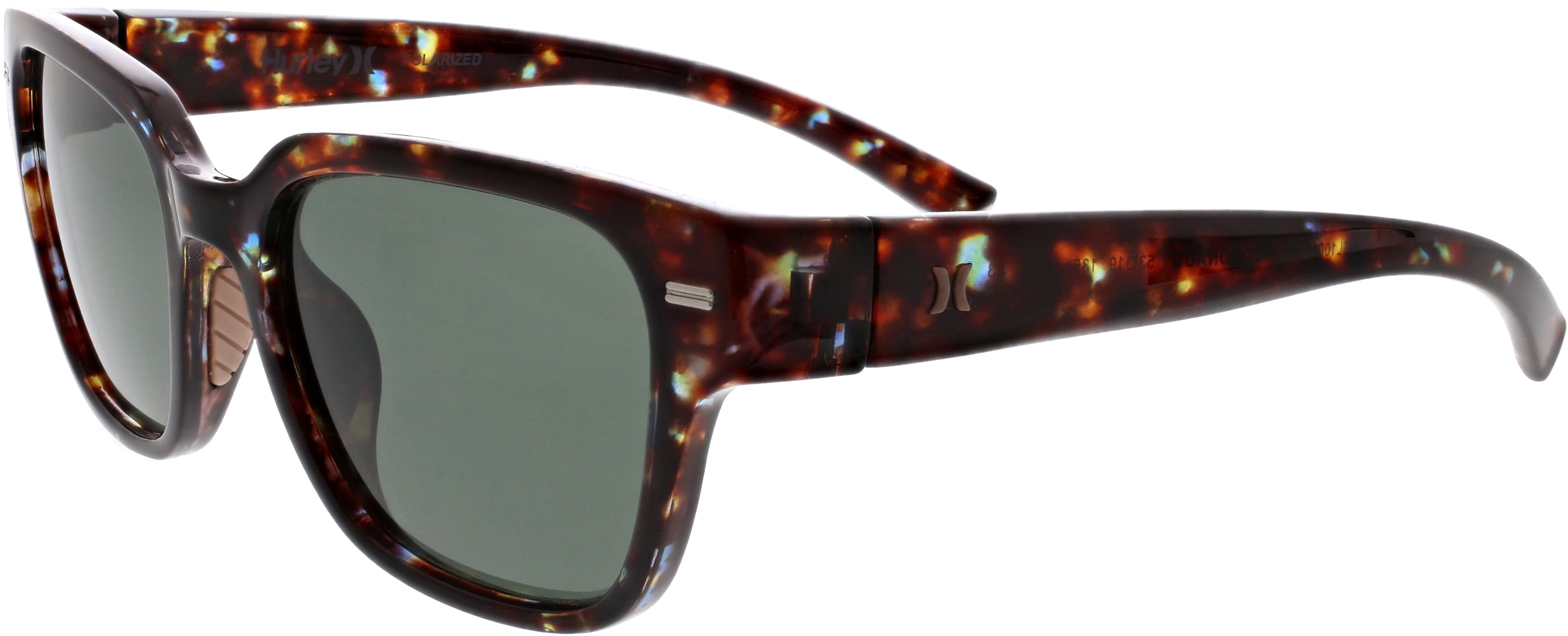 Hurley Coronado Square Shiny Tortoise Sunglass with Solid Green Polarized Lens HSL1006PS_218