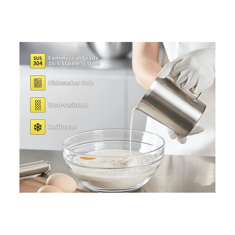 Stainless Steel Measuring Cup with Handle and Pour Lip, Metal Pitcher with  Oz and ML Marking, 16OZ/500ML, Pitcher 