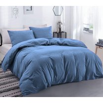 DNG Creations 1 Piece Duvet Cover with Zipper & Corner Ties - 100% Egytian Cotton, 800 Theads Count ( Twin/Twin XL - Solid Medium Blue )