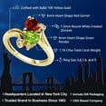thumbnail image 2 of Gem Stone King 10K Yellow Gold Green Peridot and Red Garnet Ring for Women (1.76 Cttw, Heart Shape 6MM, Gemstone Birthstone, Size 8), 2 of 4