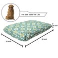 thumbnail image 2 of Moroccan Pet Bed, Colored Tiled Pattern Geometrical Diagonal and Triangle Forms Oldest Craft, Resistant Pad for Dogs and Cats Cushion with Removable Cover, 24" x 39", Green Teal White, by Ambesonne, 2 of 4