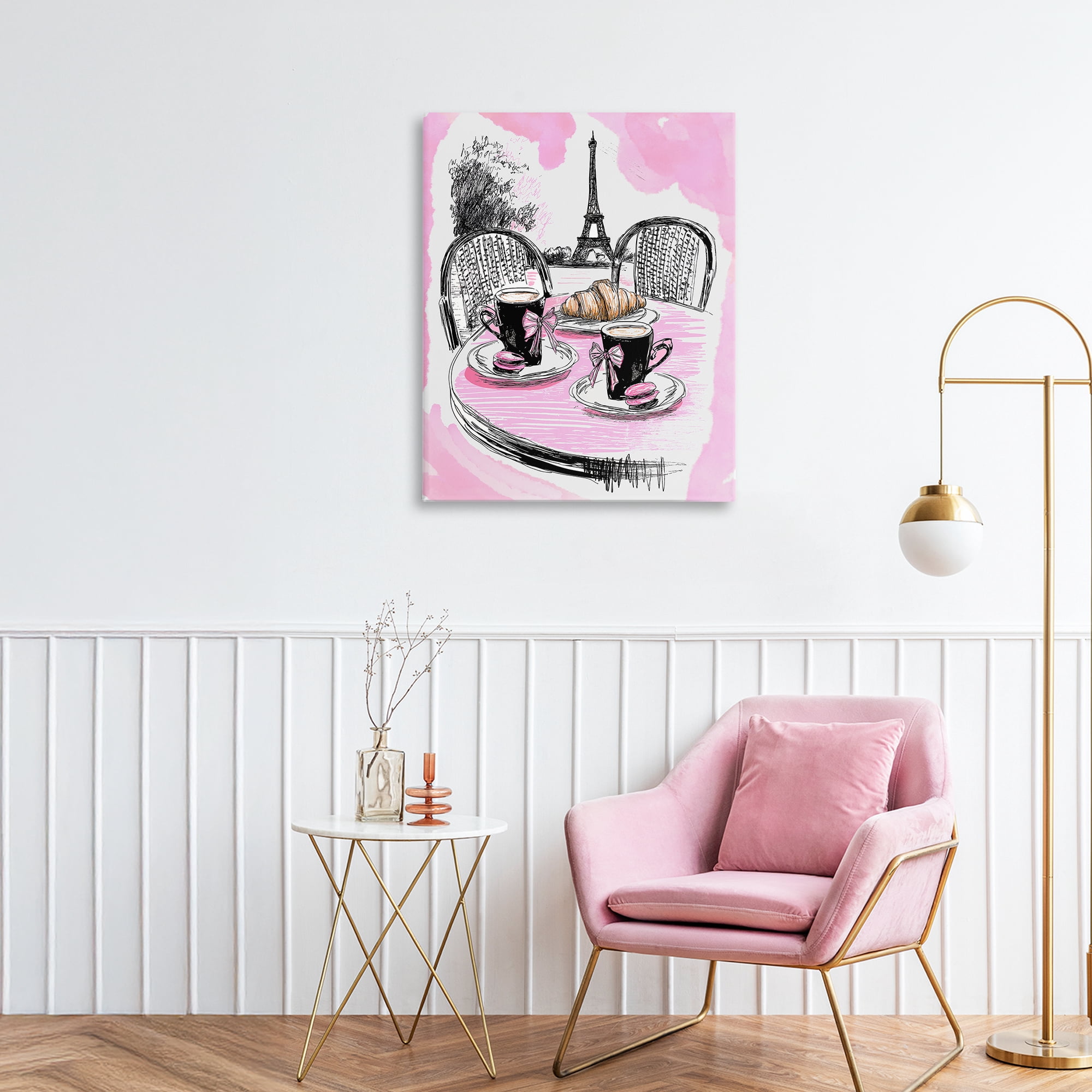 Stupell Industries Pink Parisian Cafe Breakfast Canvas Wall Art, design by Jess Stempel