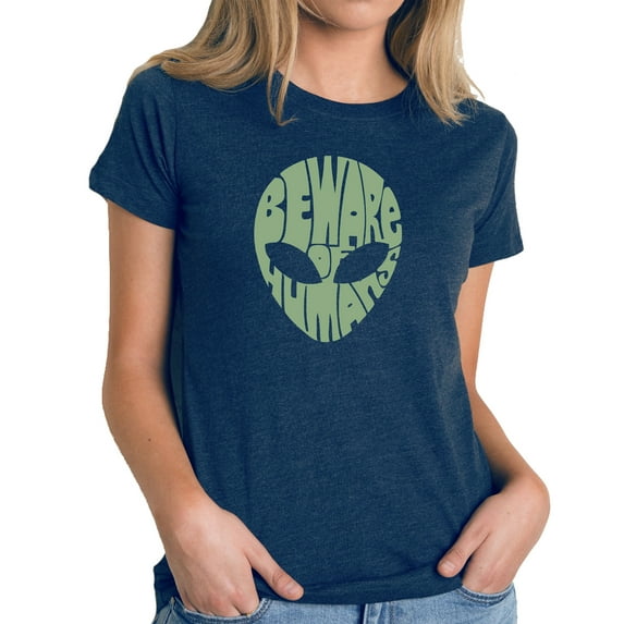 Women's Premium Blend Word Art T-shirt - Beware of Humans