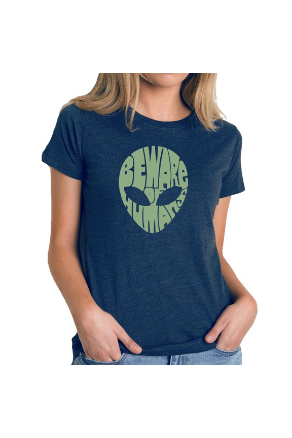 Women's Premium Blend Word Art T-shirt - Beware of Humans