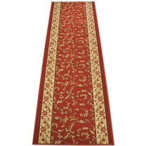 Custom Size Runner Rug Skid Resistant Backing Rug Runner Floral Scroll Bordered Veronica Red Design Pick Your Own Size Rug Runner Cut to Size Roll Runner Rugs By Feet Customize in USA Facility