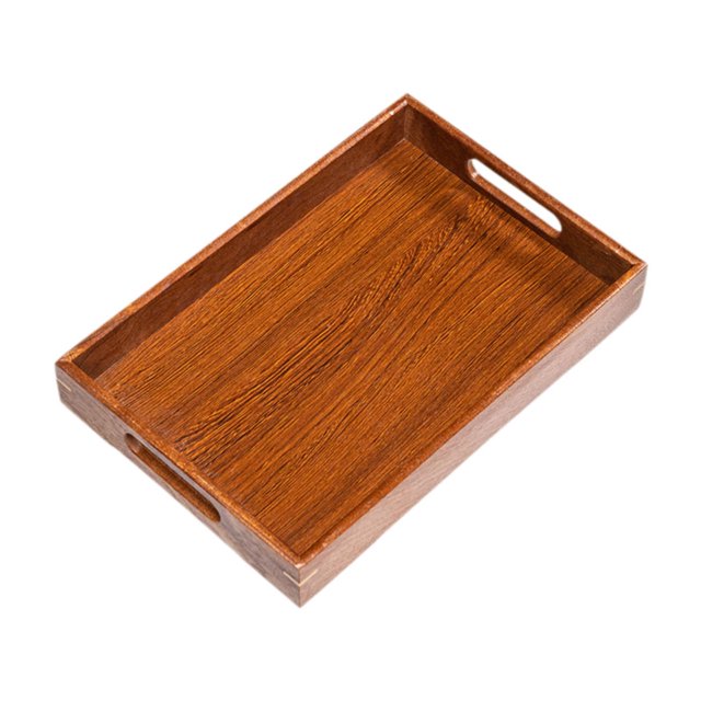 Bandeja rectangular de madera para servir, moderna bandeja para desayuno y cena, bandeja para taza de té de madera 33 cm x 22 cm x 5 cm
