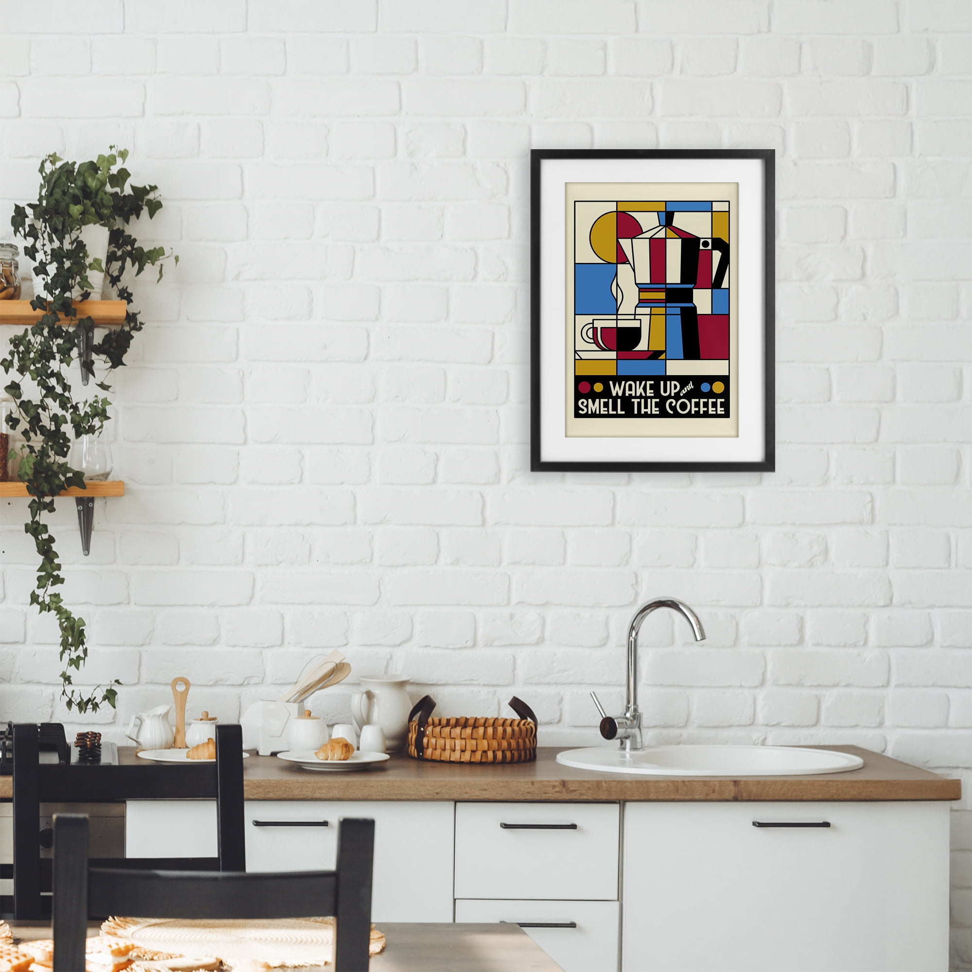 Stupell Industries Retro Wake Up & Smell Coffee Black Framed Print Under Glass, design by Tobe Fonseca