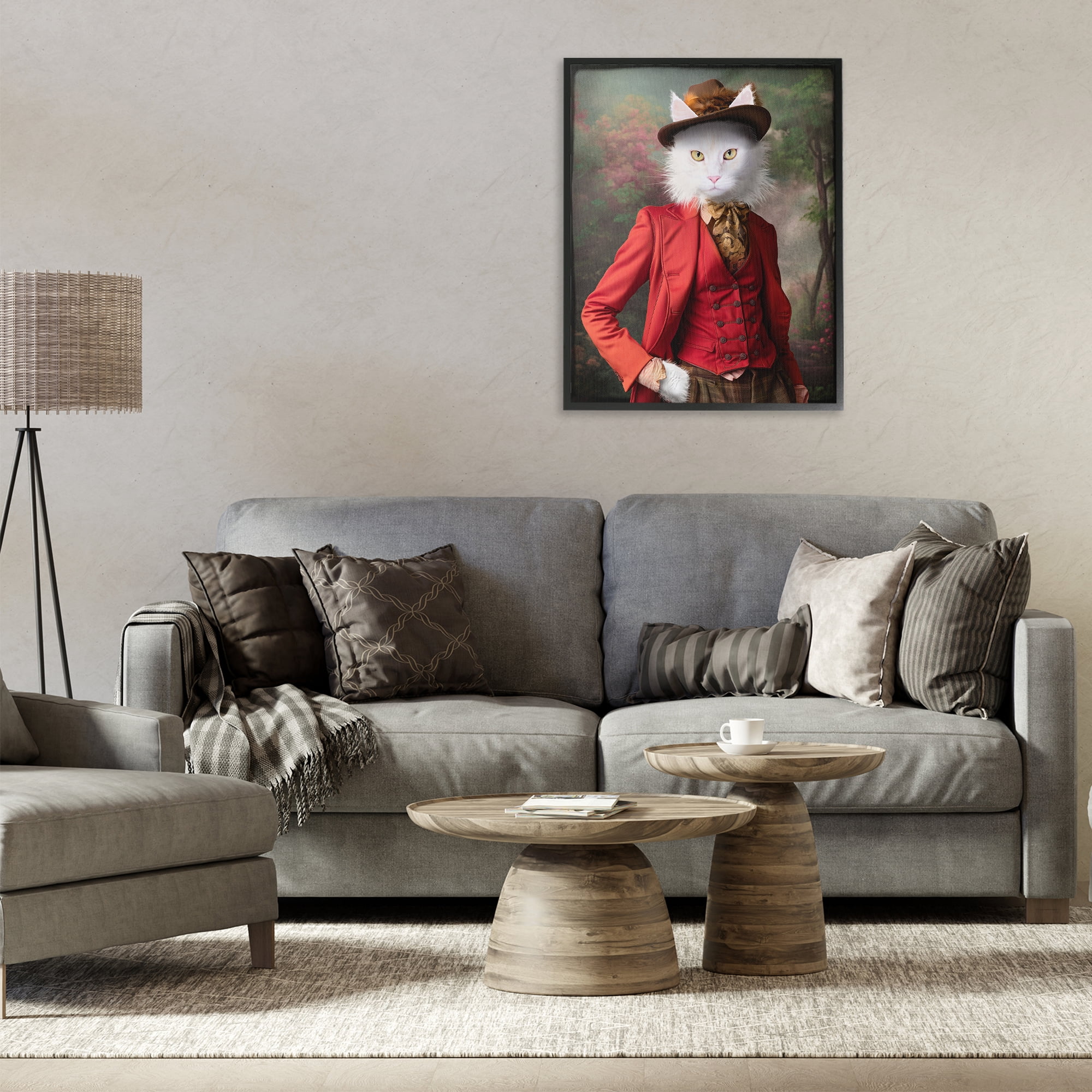 Stupell Industries Colonial Classic Cat Portrait Animals & Insects Painting Black Framed Art Print Wall Art, 24 x 30