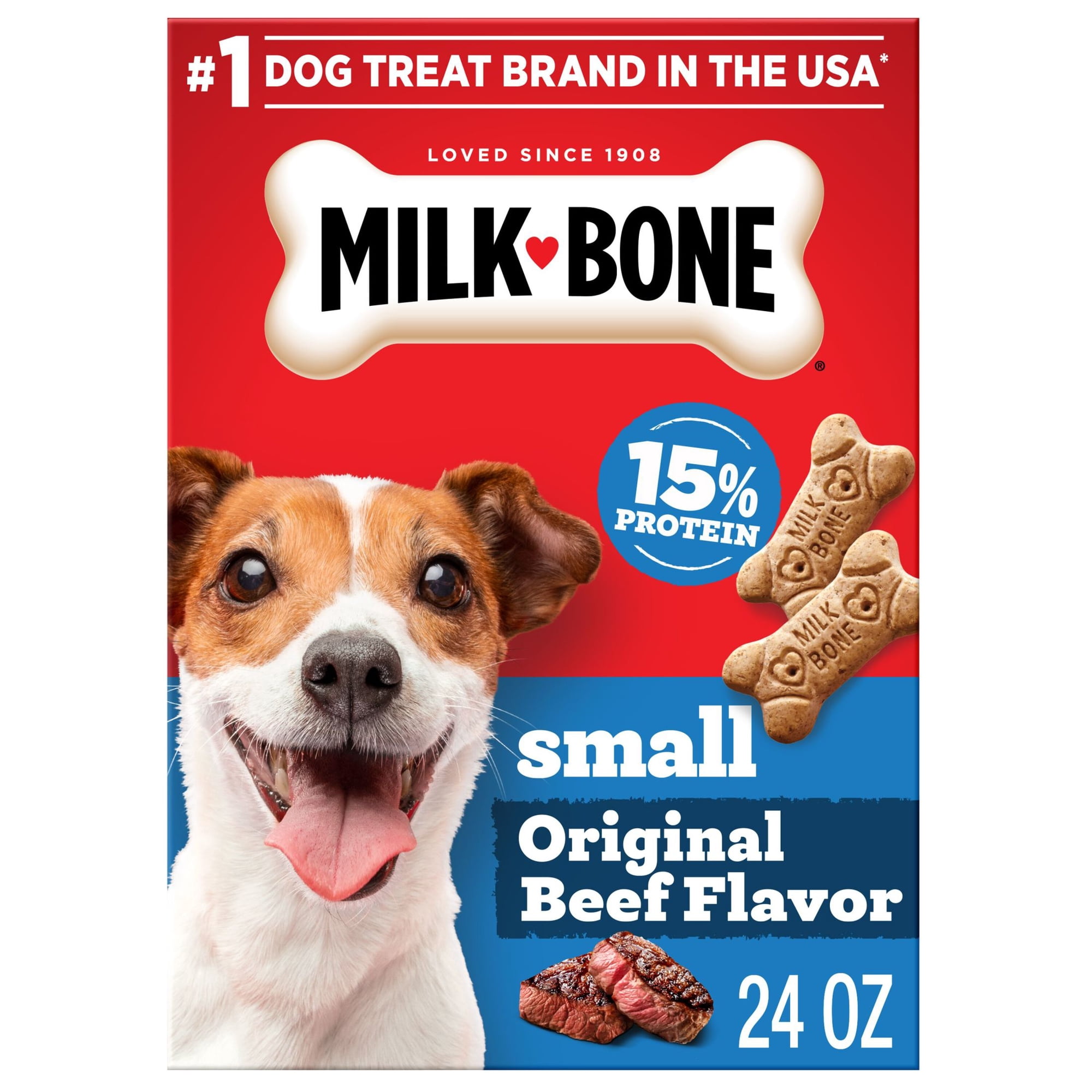Milk Bone Original Small Dog Biscuits, Original Beef Flavor Dog Treats for Small Dogs, 24 oz Box