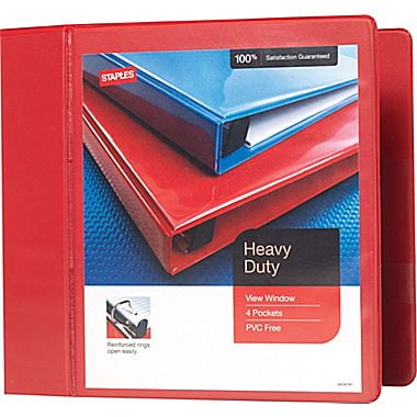 staples heavy duty 5 inch slant d 3 ring view binder multicolor