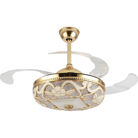 42 Inch Ceiling Fan with Lights and Remote, Modern Industrial Fandelier, Invisible Chandelier Fan for Bedroom Living Room Dining Room
